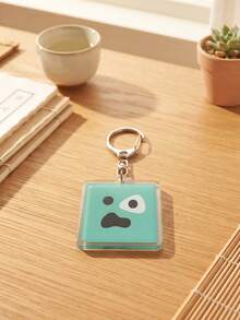 1pc/6pcs Cute Corit Minimalist Expression Aesthetic Acrylic Keychains, Simple Style Misaligned Eye Series Six Colors Funny Adorable Shocked Expression Square Pattern Pendant, Backpack & Car Key Accessory, Gift For & Funny Art Lovers - Multicolor - View 7