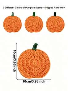 Handmade Crocheted Pumpkin Coasters, Pumpkin Pattern Fabric Drink Coasters, Absorbent Coffee Table Mats, Rustic Country Style Decor, Suitable For Autumn, Halloween, Thanksgiving Tabletop Decoration, Perfect Autumn Gift For Friends And Family - Multicolor - View 8