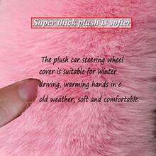 Pink Plush Car Steering Wheel Cover, Cute Fluffy Faux Rabbit Fur Winter Warm Steering Wheel Protector, Soft Non-Slip Universal 15 Inch Car Steering Wheel Cover, Kawaii Car Interior Accessory For Women - Pink Protective Case - View 4