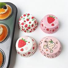 Strawberry Pattern Greaseproof Paper Muffin Liners, Disposable Cupcake Cups, Gradient Color Baking Cake Liners, Suitable For Baking Paper Cups And Muffin Cups Packaging, Suitable For Cakes, Candy Making, Suitable For Holidays, Weddings, Valentine's Day And Various Anniversaries. - Strawberry Cake Cupcake Liners - View 10