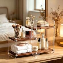 1件裝壓克力與木製多層收納架，咖啡吧檯面收納架，桌面杯子展示架，梳妝台化妝品收納架，書房裝飾層架，廚房檯面分層收納架，廚具收納架 - 查看 2