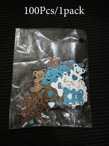 100入/包 泰迪熊亮片紙屑，棕色與淺藍色熊桌上撒飾，適用嬰兒派對、性別揭曉、1歲生日熊主題派對桌飾 - 彩色 - 查看 9