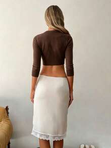 Women's New Spring/Summer Round Neck Knit Top Jacket For Vacation - Brown - View 9