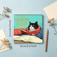 1 buah Kalender Kucing 2027 - Kalender Dinding 12 Bulan, untuk Penggunaan di Rumah & Kantor, Hadiah Natal & Tahun Baru, Desain Estetik yang Lucu - Kalender Kucing 2027 - View 4