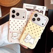 GUCADI Presents A Cute Polka Dot Pattern Phone Case, Perfect For Sharing On Social Media. This Phone Case Features A 3D Design With Cat And Dog Patterns, Suitable For Apple 17 Pro Max, 18 Pro And Cartoon Style 16 Series Phones. The Phone Case Has A Soft Touch, Making It Ideal For Couples, Best Friends, And Those Who Love Sweet, Girly, Creative Designs, As Well As Geometric Patterns And Unique, Stylish Phone Cases. - Mango Yellow - View 1