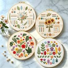 1PC 15*15cm/5.9*5.9in 20*20cm/7.9*7.9in,A Beautiful Bouquet Embroidery Kit, DIY Handmade Embroidery Set For Adult Beginners, Home Gift, Women's Sewing Gift, Including User Manual, Printed Pattern Fabric, Embroidery Frame, Needle And Thread. - 20X20CM - View 3