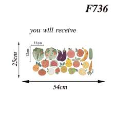 1Set Watercolor Fruits And Vegetables Wall Stickers, Smiling Apple Banana Watermelon Cabbage Wall Decals For Kitchen Dining Room Home Wall Decor - View 8