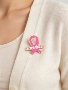 1pc Breast Cancer Awareness Brooch, Pink October, October Breast Cancer Awareness Month, Global Breast Cancer Awareness Month, Women's Brooch, Oil Drip Alloy Enamel Badge, Clothing Bag Scarf Accessory Brooch - Multicolor - View 2