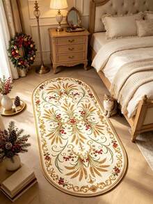 1pc Red Berry Wheat Ear Bedside Rug, Christmas Gift, Area Small Carpet, Mat, Home Decor, Area Rug, Room Decoration, Washable Carpet - Multicolor - View 2