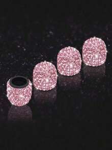 4pcs Rhinestone Valve Stem Caps Universal Car Tire Cap Full Crystal Auto Tire Valve Core - A - View 9
