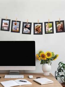 10pcs/Set Paper Photo Frames, Cardboard Photo Frames DIY Clip-On Photo Display Banner, Paper Photo Banner, Suitable For Wedding, Birthday, Holiday Party, Home Decor, Home And Wall Decoration (Includes Clips And T-Shaped Stand) Room Decoration - A - View 7