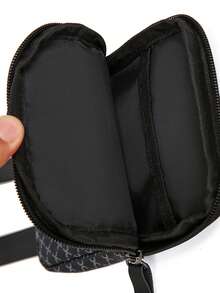 Vintage Floral Multifunctional Waist Bag For Men's Outdoor Cycling, Portable Mobile Phone Bag, Multi-Layer Zipper Storage, Lightweight Crossbody Bag - Black - View 9