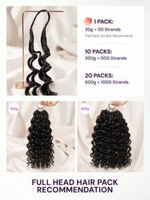MEGALOOK Bohemian Style Water Wave Crochet Braids 10 Packs/20 Packs 100% Human Hair Natural Black Knotless Pre-Split Feather Crochet Hair Lightweight Human Hair Extensions - SNatural - View 3