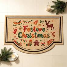 1pc Christmas Shaped Floor Mat, Atmospheric Christmas Floor Mat! Filled With Reindeer And Gingerbread Elements, Instantly Immerse Yourself In The Rich Christmas Holiday Atmosphere Upon Entry. Suitable For Decorative Rugs, Bedroom Decor, Small Rugs, Carpets, Home Decor, Living Room Rugs, Living Room Small Rugs, Bedroom Rugs, Living Room Home Decor, Outdoor Rugs, Washable Rugs - Multicolor - View 11