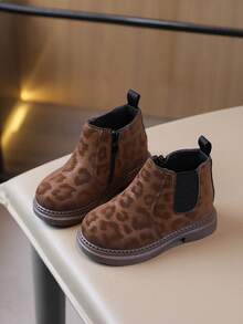 Sepatu Bot Pendek Fashion Anak dengan Samping Elastis, Ritsleting Samping, Slip-On, Anti-Selip dan Sol Tebal untuk Balita Laki-Laki dan Perempuan - Mocha Brown - View 2