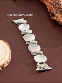 1pc Minimalist Elegant Sequin Bracelet Watch Band, Compatible With Apple Watch, Fashionable Women's Elastic Chain Wristband, Designed Specifically For Apple Watch - Silver - View 6