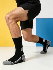 1/5/10/20 Pairs Men's Sports Mid-Calf Socks, Simple & Comfortable, Outdoor Fitness Socks - Multicolor - View 5