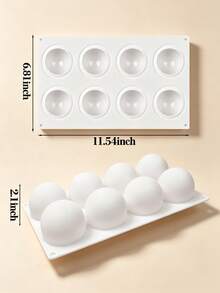 3D Sphere Silicone Mold 8-Cavity, Nonstick Baking Pan For Mousse Cake, Chocolate & French Dessert – Reusable, Easy Clean - White - View 9