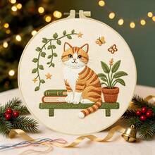 1PC 15*15cm/5.9*5.9in 20*20cm/7.9*7.9in,Cats And Hedgehogs In Autumn Embroidery Kit, DIY Handmade Embroidery Set For Adult Beginners, Home Gift, Women's Sewing Gift, Including User Manual, Printed Pattern Fabric, Embroidery Frame, Needle And Thread. - 20X20CM - View 17