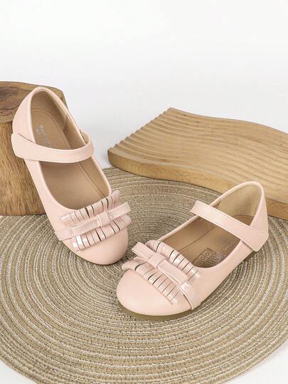 Nuevo estilo de otoño 1 par de zapatos planos de princesa con decoración floral para niñas, zapatos cómodos para baile al aire libre, zapatos planos pequeños, zapatos de boda