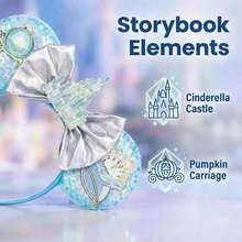 Hasbro Cinderella Castle Sequin Mickey Mouse Headband, Silver Bow Pumpkin Carriage Embroidered Hairband, Suitable For Theme Park Visits, Cospla - Multi-color - View 4