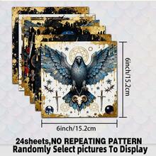 24 Sheets 6*6 Inch Gothic Dark Magic Scrapbook Paper, Blue Gold Gilded Raven Panther Spider Skull Chalice Craft Paper, No Repeating Pattern For Junk Journal, Scrapbooking, Card Making, Gift Wrapping, DIY Crafts & Wall Decor - Square - View 3