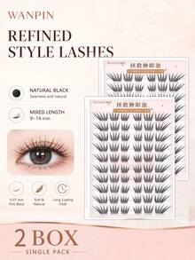 WAN PIN Minimalist Style 120 Clusters False Eyelashes, 9-14mm Natural Thin Cluster Lashes, Lightweight Soft Mixed Length, Glue-Free Option, Easy To Apply, Suitable For Beginners, High Density Eyelash Set - C - View 11
