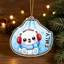 1pc Personalized Dumpling Family Christmas Ornament, Custom Name Acrylic Dumpling Ornament, Cute Character Dumpling Keepsake,Santa Gingerbread Bear Reindeer Unicorn Christmas Tree Design,Xmas Tree Decor,Christmas Gift - Multicolor - View 17