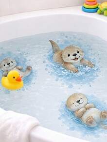 1pc Cute 3D Cartoon Otter Bath Wall Sticker - Tear-Resistant Waterproof Removable Residue-Free Self-Adhesive Room Bathroom Sink Bathtub Wall Decor - one-size - View 5