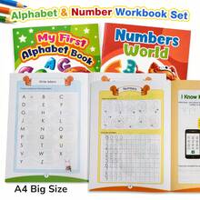 Lachilly Montessori Alphabet English Words Building Workbook Number Math Workbook Activity Book For Kids Kindergarten Preschool Educational Toy Daily Practice Book Addition, Subtraction Practice Worksheet - Multicolor - View 2