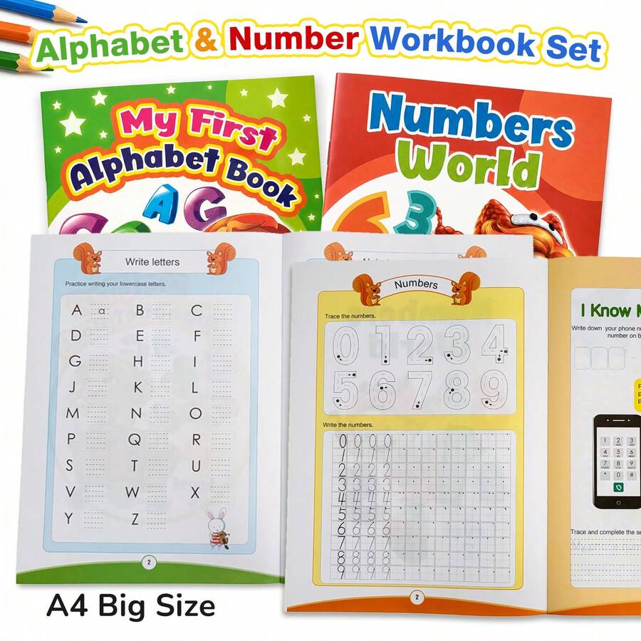 Lachilly Montessori Alphabet English Words Building Workbook Number Math Workbook Activity Book For Kids Kindergarten Preschool Educational Toy Daily Practice Book Addition, Subtraction Practice Worksheet