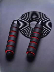 1pc Black & Red Weighted Steel Wire Jump Rope, Anti-Slip Breathable Foam Handles, 3 Meters Total Length Adjustable, Suitable For Home Fitness, Daily Exercise And Weight Loss - Multicolor - View 8