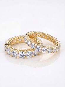 1件 0.1ct-0.5ct 4爪圓形設計 D色莫桑石訂婚戒指 女款 S風格承諾戒指 週年戒指 奢華珠寶禮物 新娘珠寶 - 金色 - 查看 4