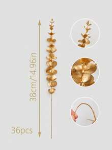 Gold Eucalyptus Artificial Flowers - Realistic Artificial Eucalyptus Leaves Perfect For Christmas, Wedding, Valentine's Day Decor And Home Decor (Pot Not Included) - Gold - View 13