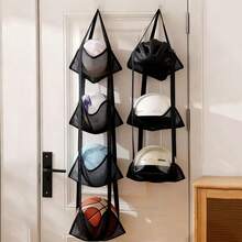 1/2pcs - [Multi-Layer Mesh] Basketball Football Storage Bag Wall Hanging Ball Rack Sports Equipment Organizer Space-Saving Breathable Moisture-Proof Anti-Stuffy Three-Layer/Four-Layer Optional Black/Grey, Clothing Cabinet Storage, Foldable Storage Bag. - Multicolor - View 7