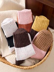 3 Pairs Women's Autumn/Winter Warm Socks, Knitted Ankle Socks, Protect Calves - Multicolor - View 3