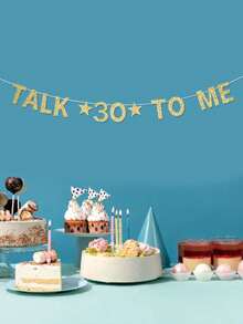 Talk Thirty To Me-banderoll, rolig guldglitterpappersdekoration för 30-årsfödelsedagsparty för män/kvinnor - Visa 8