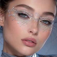 5/3/2/1pcs Face Mask Decorative Stickers, Silver Crystal Heart Bow Star Rhinestone Face Gems, Self-Adhesive Shiny Diamond Stickers, Y2K Glitter Paste Gems, Suitable For Self-Care Gems, Self-Adhesive Shiny Diamonds - Multicolor - View 8