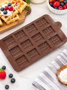 12-Cavity Waffle Silicone Baking Mold, Mini Waffle Shaped Mold For Homemade Waffles, Chocolate, Candy, Jelly, Pudding And Dessert Bites, DIY Bakeware For Breakfast, Brunch, Afternoon Tea And Family Baking - Multicolor - View 6