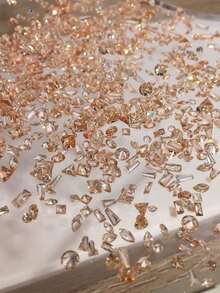 50pcs Fall, Autumn, Fall Nails Small Champagne Color Transparent Base Nail Art Decorations, Used For Fingernail Manicure Decoration Light Coffee Champagne Color Nail Decor, Suitable For Autumn Manicure Style Design Matching - Multicolor - View 4