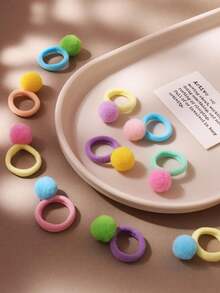 10/30/50/100 pcs Ikat Rambut Bola Bulu Kecil Warna Terang, Karet Gelang Kecil Elastisitas Tinggi Tidak Merusak Rambut, Aksesori Rambut Dekoratif Lucu Minimalis Serbaguna (Warna Acak) - MultiWarna - View 2