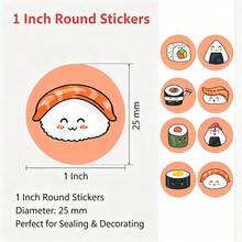 500pcs/Roll Sushi Style Graffiti Stickers 1 Inch Round 8 Patterns Baking Packaging Stickers Envelope Gift Seal Stickers Cup Stickers DIY Decoration Stickers PVC Self-Adhesive Label Roll Stickers - Multicolor - View 8
