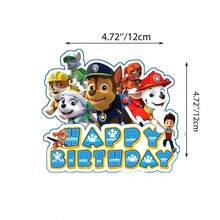 Paw Patrol Theme Birthday Banner, Cake Topper, Pink Background Cloth Decoration Hanging Ornament, Birthday Party Decoration Set - Multicolor - View 10