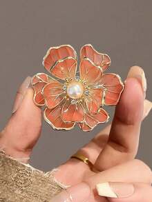 Retro Peony Brooch, Niche Faux Pearl Brooch, High-End Flower Pin Accessory - Peony Brooch - View 3