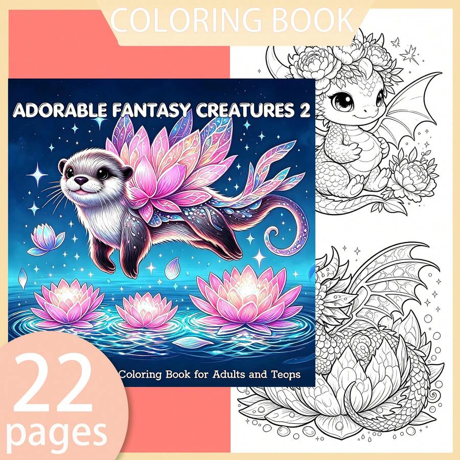 [NEW ADORABLE Coloring Book] 1pc Original Coloring Book ,22 Pages Single-Sided Printing,Clear Lines And Exquisite Patterns,Ideal For Relaxation | Perfect Gift For New Year, Christmas,Birthdays,School Holidays,Perfect For Adults & Teens & Child