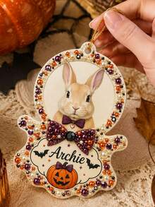 Custom DIY 3D Pearl Painting Hanging Decor, Personalized Pet Photo Ghost Ornament With Diamond Bow, Halloween Pumpkin Bat Christmas Tree Decoration, Unique Birthday Gift For Cat And Dog Lovers Pet Owners - Multicolor - View 6