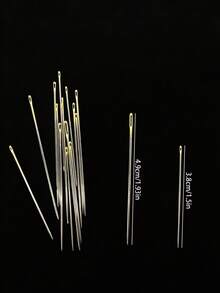16pcs Stainless Steel Embroidery Needle Set, Gold/Silver Tail Fine Point Mixed Sizes, Sharp Hand Sewing Needles, Suitable For Embroidery Thread, Cotton Thread, Cross Stitch, Punch Needle, Fabric Embroidery - 16 Sewing Needles - View 5