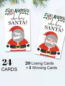 24pcs Christmas Scratch Cards Set - "Who Caught Santa?" Party Game Cards, Holiday Raffle Tickets, Suitable For Halloween, Christmas And New Year Celebrations - Multicolor - View 8