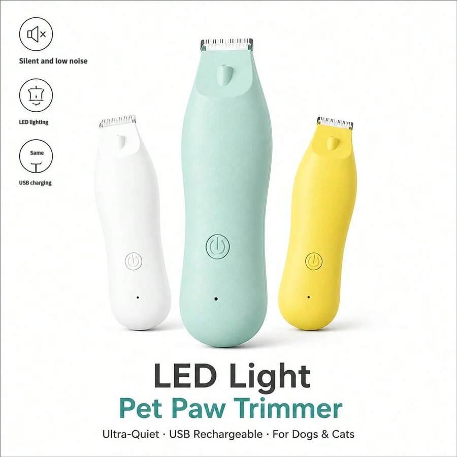 1 buah Alat Pemangkas Bulu Hewan Peliharaan dengan Lampu LED - Pisau Keramik Ultra Senyap, Perlengkapan Perawatan Isi Ulang, Cocok untuk Anjing & Kucing Kecil | Dapat Digunakan untuk Memangkas Cakar, Mata, Telinga, Wajah, Bokong, dan Area Lainnya, Alat Perawatan Harian dan Penggunaan Sehari-hari