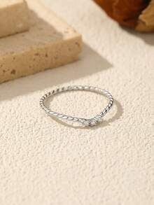 MODIAN D Color Moissanite Stacking Ring 925 Sterling Silver Twisted Rope Thin Braided Finger Ring Fine Jewelry For Women - Silver - View 9